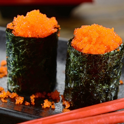 Van de Loddevissen van Masagotobiko van de Kuitensushi vliegende de vissenkuiten Bevroren Lodde