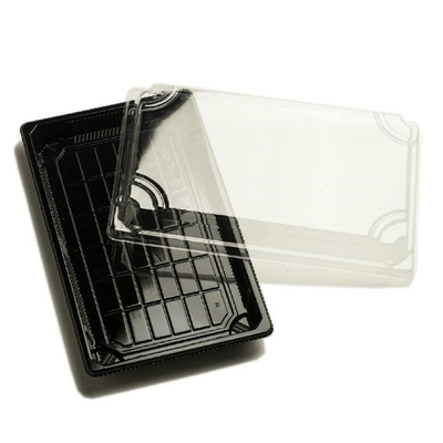 Van het Voedsel de Dienende Hulpmiddelen van HACCP pp Meeneem Zwarte Plastic Sushi Tray With Cover