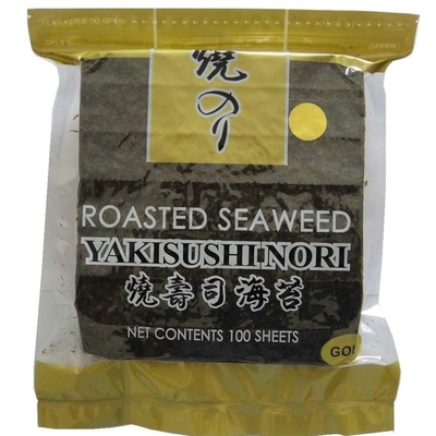 De donkergroene Bladen van Halal Yaki Nori Seaweed Grade B 100 18 Maanden